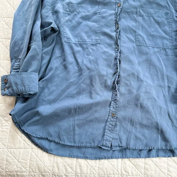 Calvin Klein Jeans Women's 2X Blue Button Down Lightweight Soft Utility Shirt - Picture 9 of 11